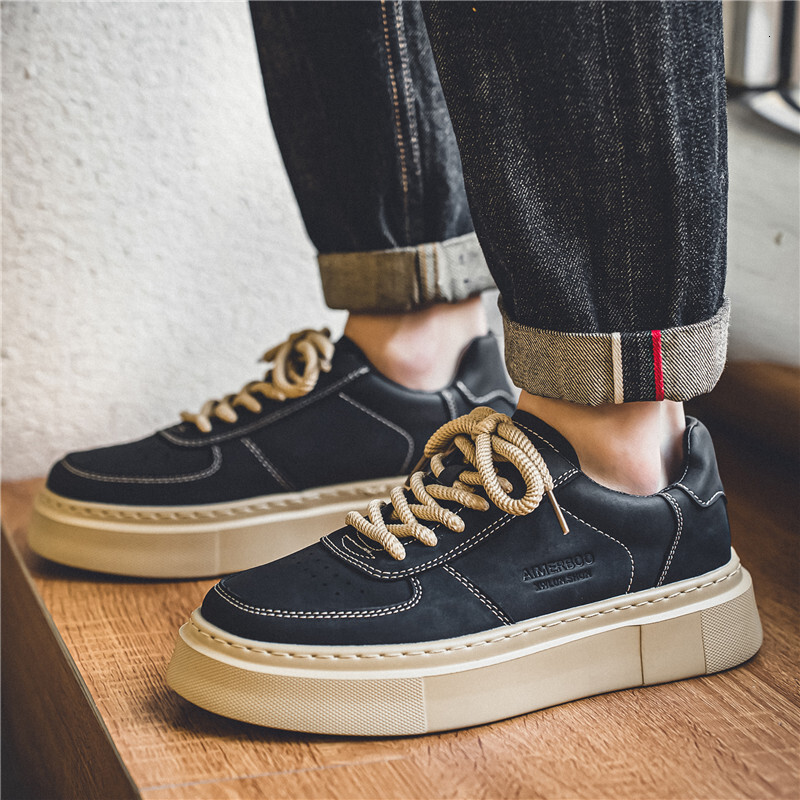 2025 Spring/summer New Niche Design High-quality Leather Breathable Low Cut Outdoor Work Sports Shoes Thick Soled Fashionable Korean Version Men'
