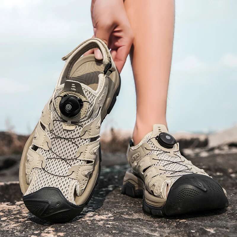 Summer Genuine Mens Casual Outdoor Leather Sandals for Men Beach Roman mens Shoes