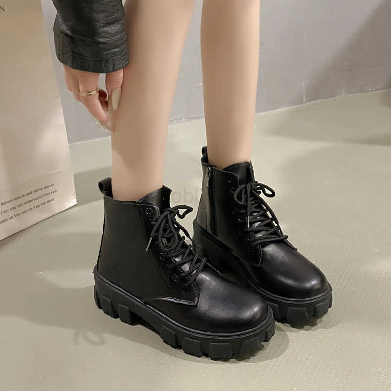 2024 New Autumn/Winter Korean Style Cfortable Mid-calf Wens Shoes Fionable Thick-soled Lace-up Side Zipper Wens Boots Z250304