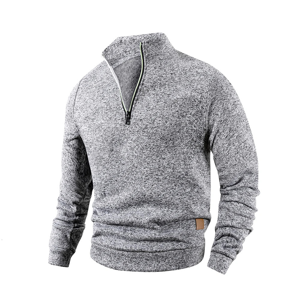 Autumn Mens Long Sleeve Pullover Solid Color Half Zipper Sweaters Vneck Male Casual Daily Warm Sweatshirts Coats 250304