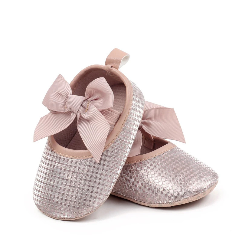 Pudcoco cute flat shoes for baby girls non slip soft sole Mary Jane with bow suitable casual walking borns 250303