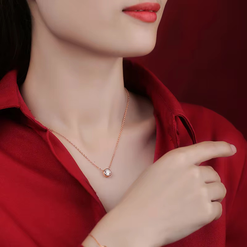 Fine 1Carat VVS D Mossanite Jewelry Pendant Bubble S Sterg Sier Rose Gold Plated Necklace for Women