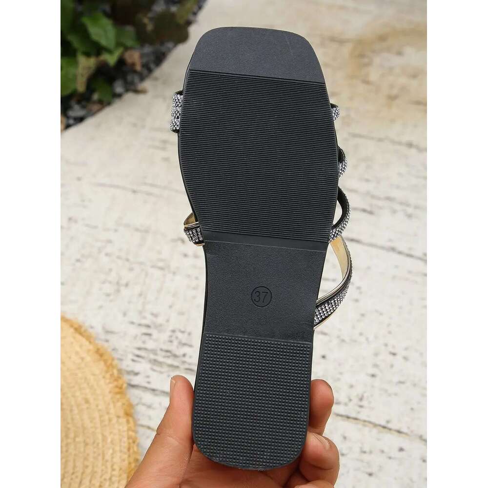 Sandal Summer Square Head Rhies Fashion Women's One e Platform Slippers Beach Shoes