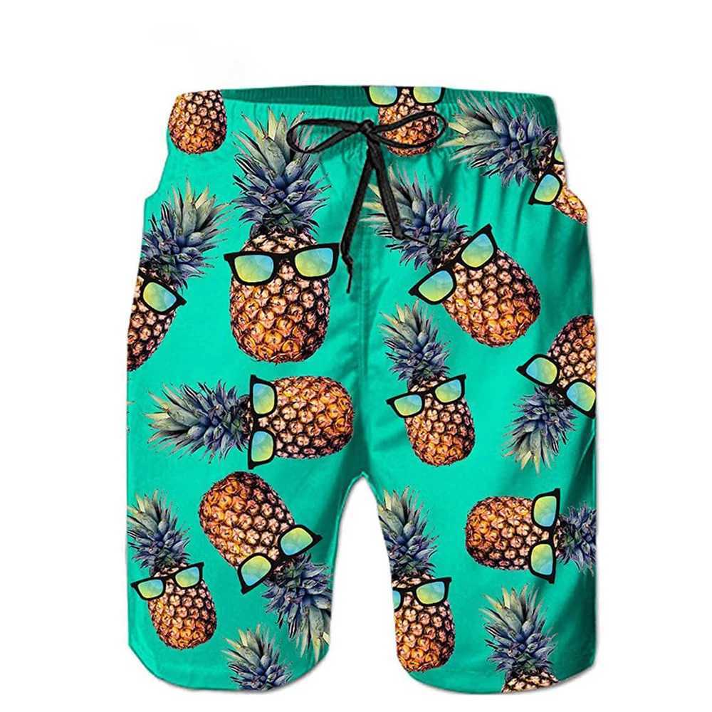 Funny Pineapple Mens Swimwear Beach Shorts Surf Board Shorts Sportwear Pant Boy Short Swimsuit Kids Summer Briefs Swimming TrunkT250304