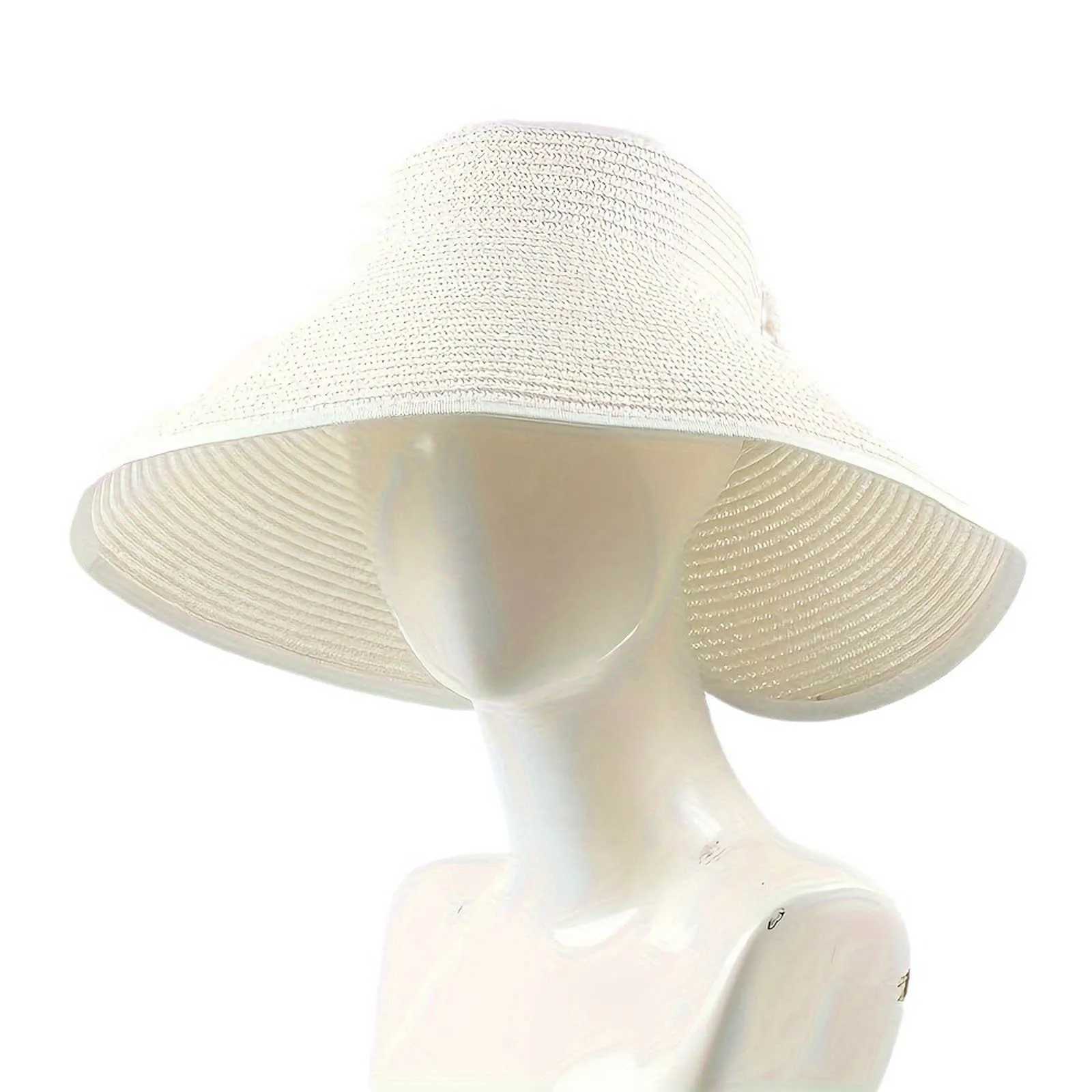 Womens Swim Hat Womens Sunshade Hat Korean Edition Women Open Top Big Sunscreen Sun Hat No Top Foldable Hat Big Visor Hat WomenXJ250304