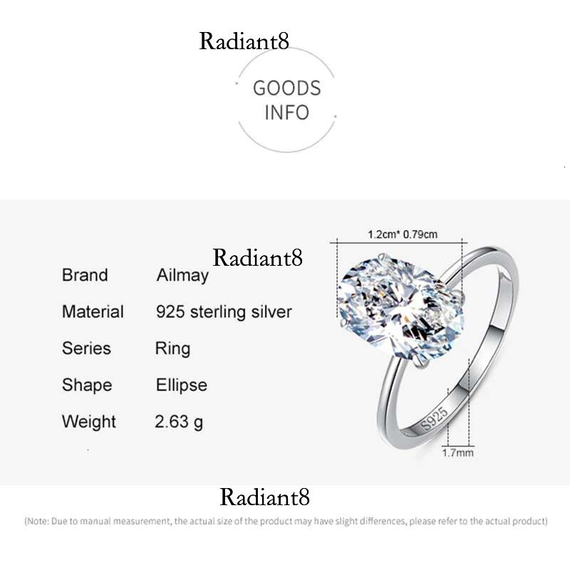 Ailmay 3CT Wedding Ring Sterg Sier Oval Clear Zirconia Engagement Rings For Women Fine Jewelry Valentine's Day GIFT