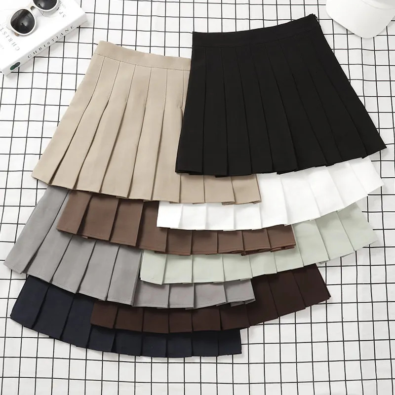 Brown Skirt Ladies Summer Clothes Womens High Waist Harajuku Korean Style Black Mini Pleated Skirt For School Girl Uniform 250304