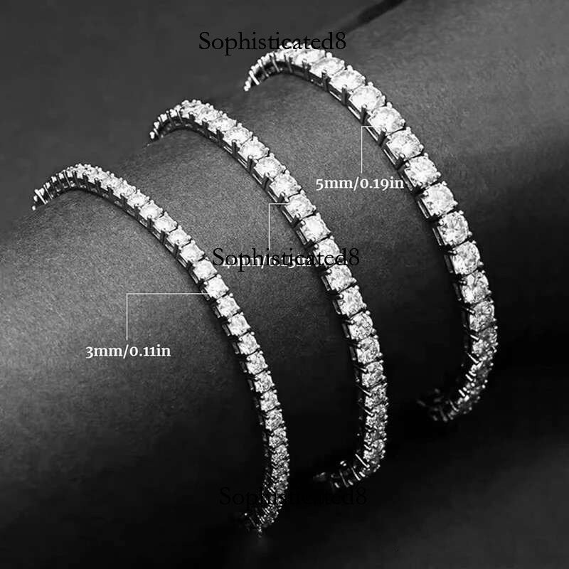 MooSuun 3mm 4mm 5mm Moissanite Dia Tennis Bracelet for Women Men S Sterg Sier Sparkg Fine Jewelry Men's Gift