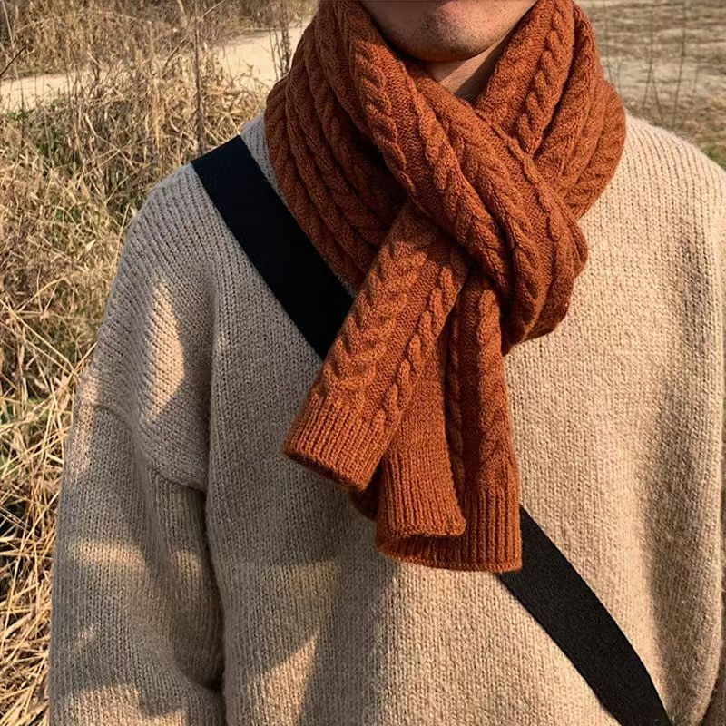 T213 scarf men's winter 2025 new style for boyfriend knitted wool hand-woven boys young men's neck scarf
