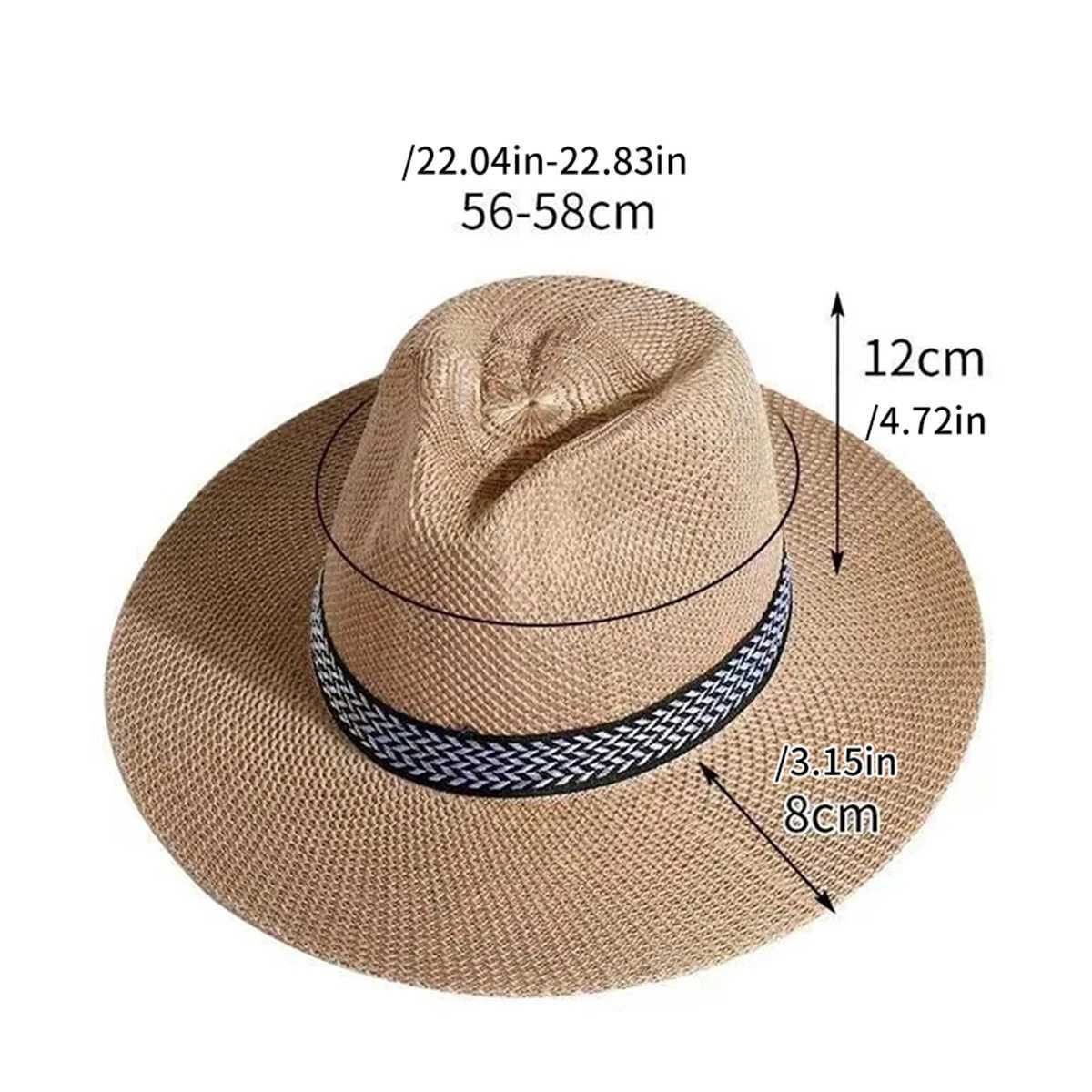Mens Ladies Foldable Str Panama Style Sun Hat Summer Beach FloppyXJ250304