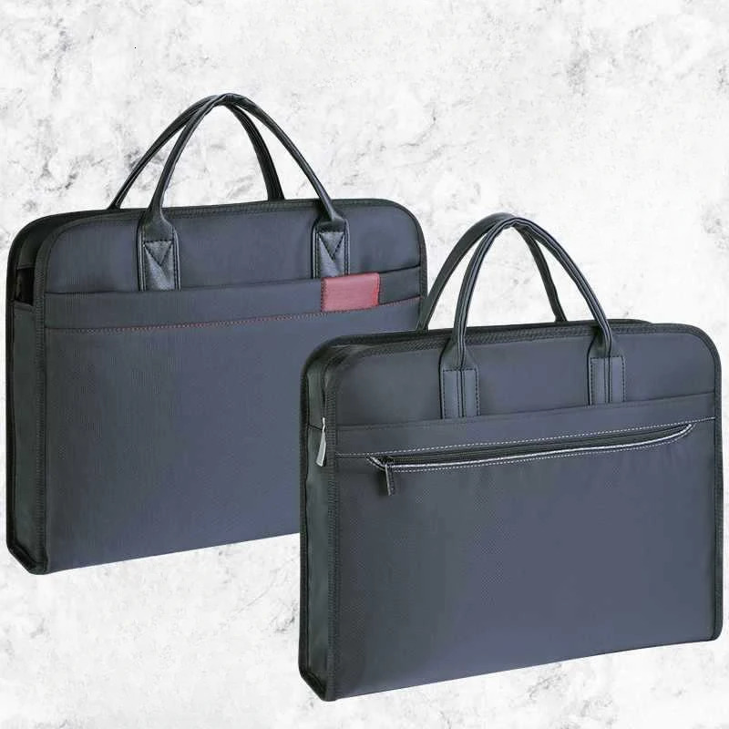 Oxford Cloth Document Case Hand-held Business Mens Document Bag Large-capacity Zipper Waterproofing Conference Briefcase 250228