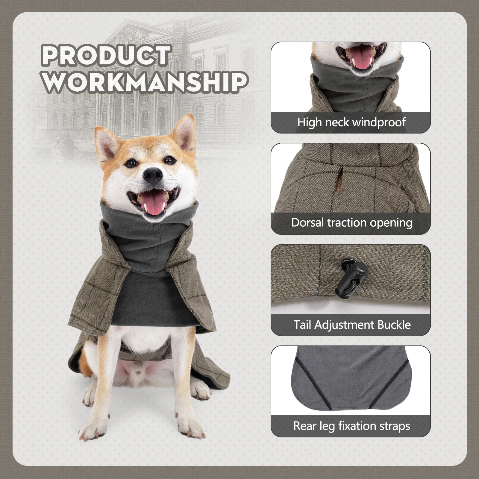 Dog Clothes Waterproof Windproof Clothes Winter Warm British Style Plaid Jack For Small Medium Large Dogs Winter Clothes for Dog