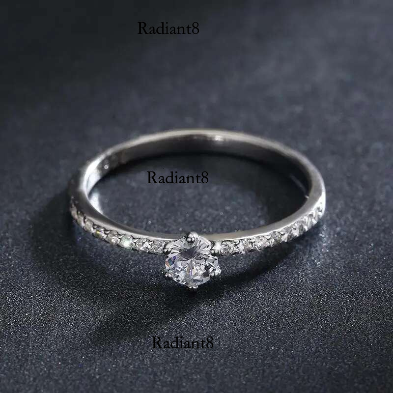 Butterflykiss 4.5mm S Sterg Sier Round Real Moissanite Rings For Women Girls Cassic Wedding Statement Fine Jewelry Gift