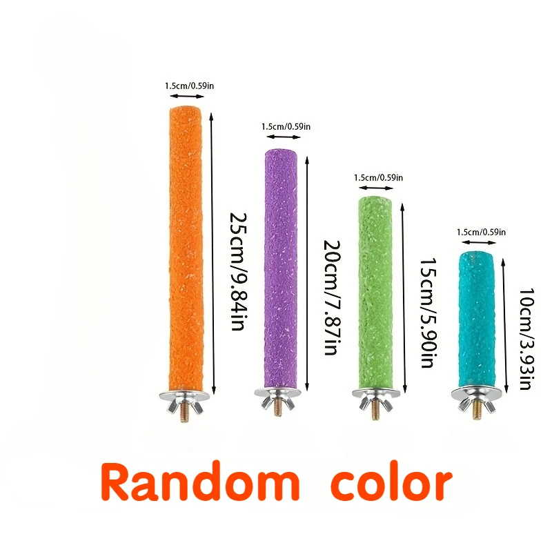 Pet Bird Cage Perches Stand Parrot Toys Bird Grinding Claw Stick Bird Nest Toy Molar Stick Standing Rod Random Color