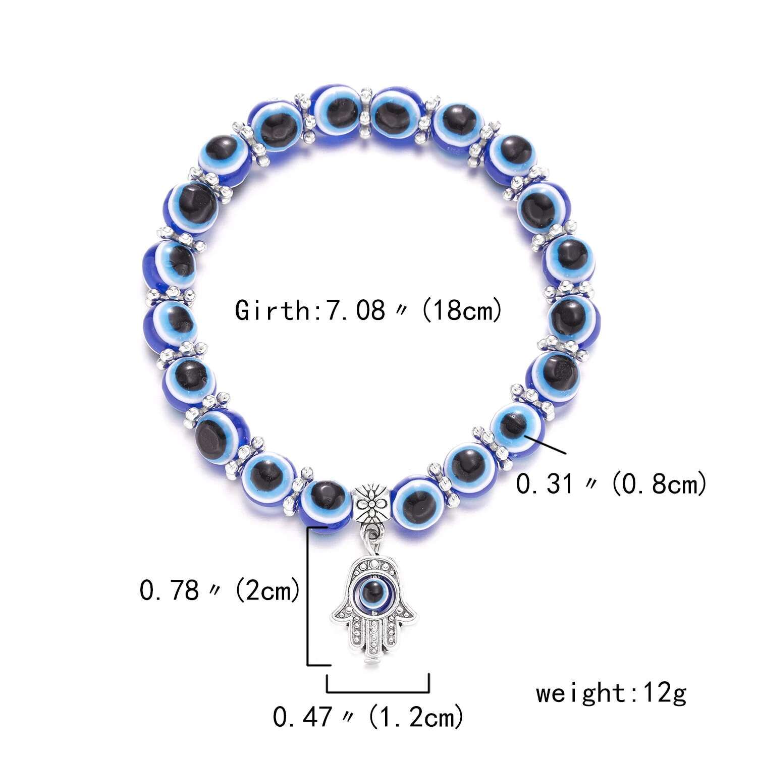 Classic Turkish Lucky Bracelets for Men Women Blue Evil Eye Palm Butterfly Pendant Beads Bangles Handmade Charm Jewelry