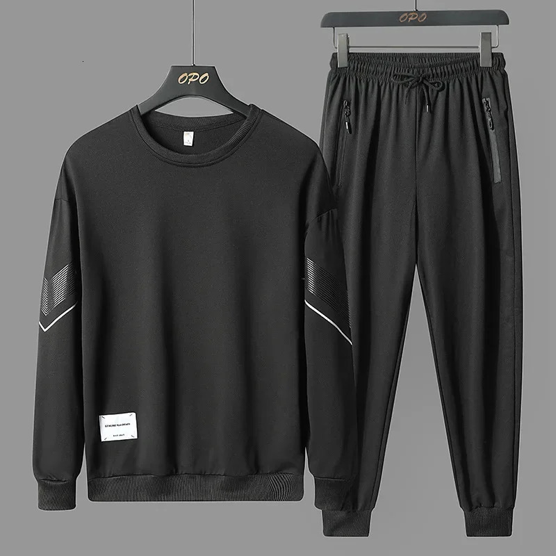 mens casual long sleeved twopiece sports shirtpants set hiphop fashion streetwear autumn 5XL 250224Z