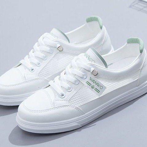 2025 new summer thin mesh breathable single student flat bottom casual designer women's shoes round toe easy to match women's white sports s
