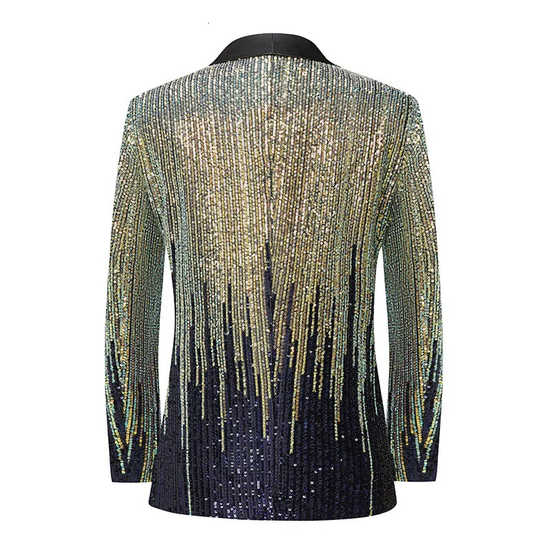Glitter Sequins Shawl Collar Suit Jacket Male Singer Host Stage Performance Tuxedo Blazer Bar Concert Party Formal Blazers 250304