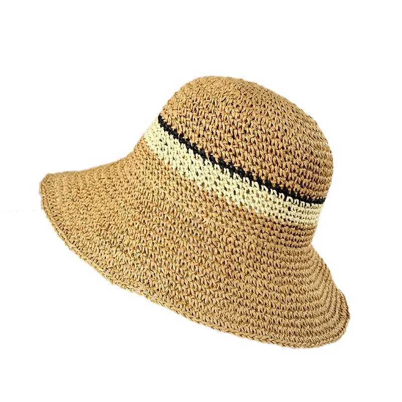 New Fashion Simple Portable Summer Beach Hat Female Casual Panama Hat La Brand Women Flat Brim Str C Girls Sun Hat BobXJ250304