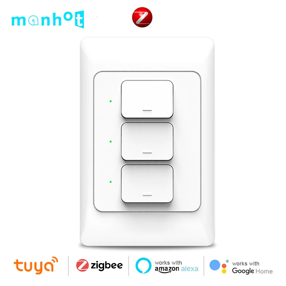 Tuya Zigbee3.0 Smart Wall Switch US AU Wall Push Button Physical Switches Smart Wireless Voice Remote Control Google Home Alexa 250303