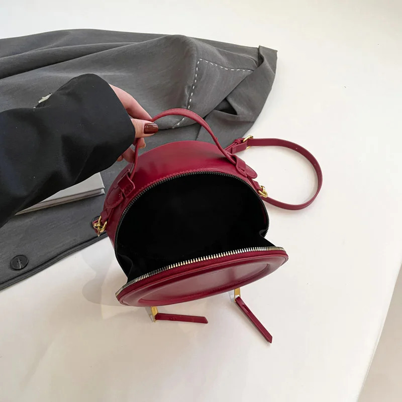 Womens round cross bag high-quality handbag womens PU leather bag shoulder bag womens clutch wallet 250303