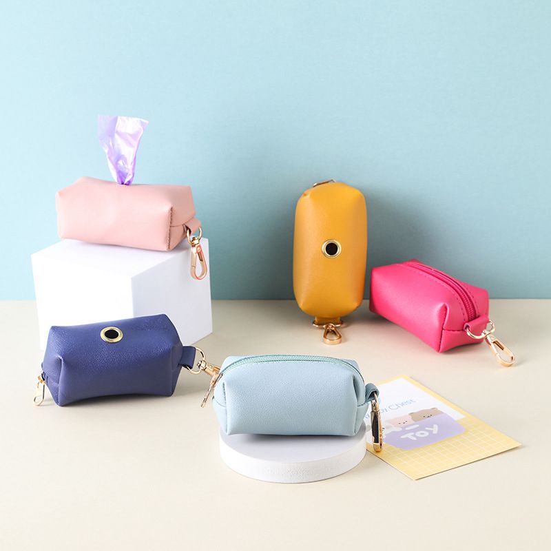 1/3/7pcs Leather Dog Poop Bag Holder Dog Waste Bag Dispenser with Metal Clip Leash Belt Portable Leather Doggy Poop Bags Holder
