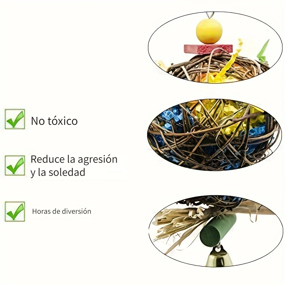 1 Pcs Rattan Ball Toys Bird Chewing Foraging Shredder Parrot Toys for Love Bird Cockatiel African Grey Hanging Toy