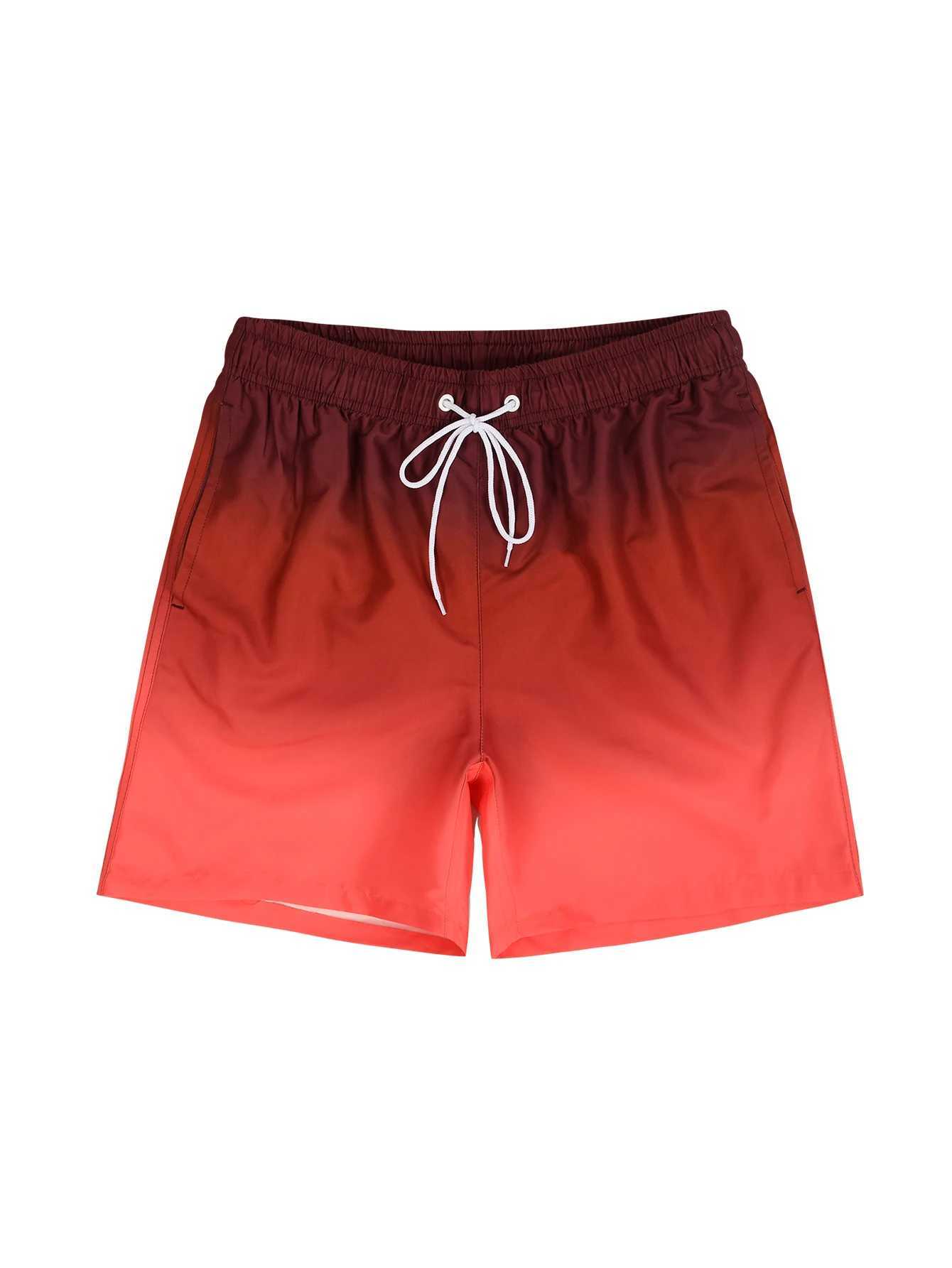 Gradient Colored Drawstring Beach Shorts For Men Quick-Drying And Water Resistant Exercise Running Swimming Trunks Mens SqT250304