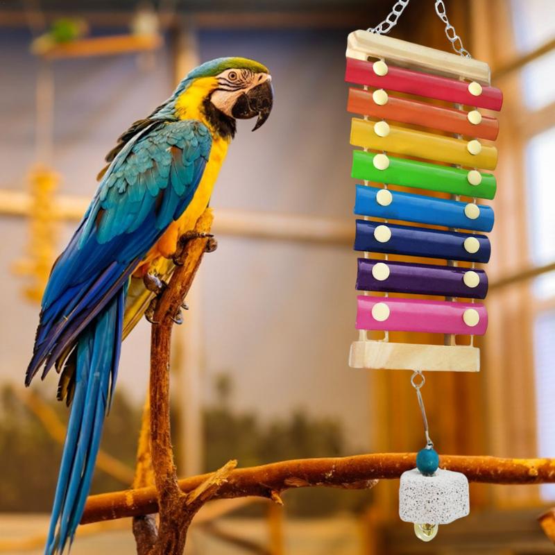 Parrot Educational Chicken Xylophone Toy For Hens Suspensible Wooden Chicken Coop Chew Pecking Toy Macaw Training Play
