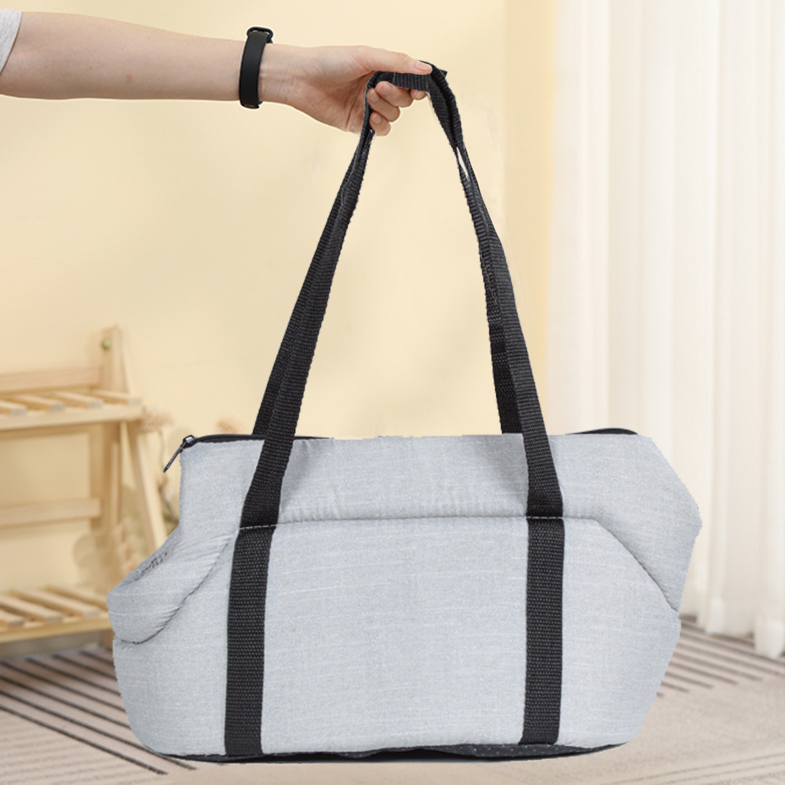 Portable Pet Travel Handbag, Cat and Dog Carrier Bag with Zipper, Semi-Enclosed Pet Carrying Bag for Dog