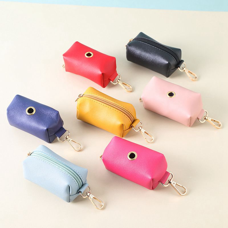 1/3/7pcs Leather Dog Poop Bag Holder Dog Waste Bag Dispenser with Metal Clip Leash Belt Portable Leather Doggy Poop Bags Holder