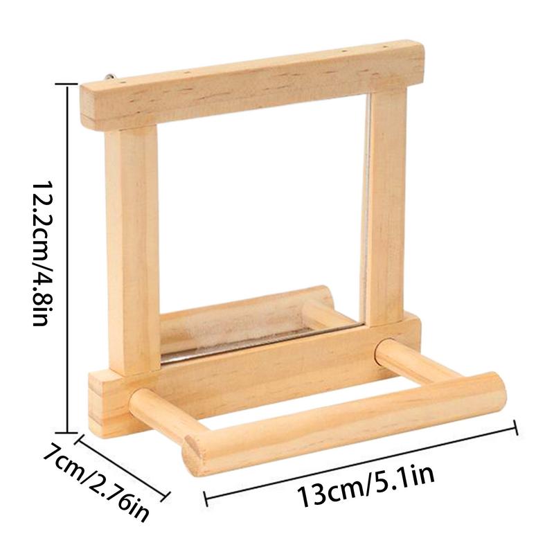 Bird Mirror Perch Paw Grinding Pole For Birds Natural Wood Parrot Cage Pole For Parakeets Cockatiels Lovebirds Standing Branch
