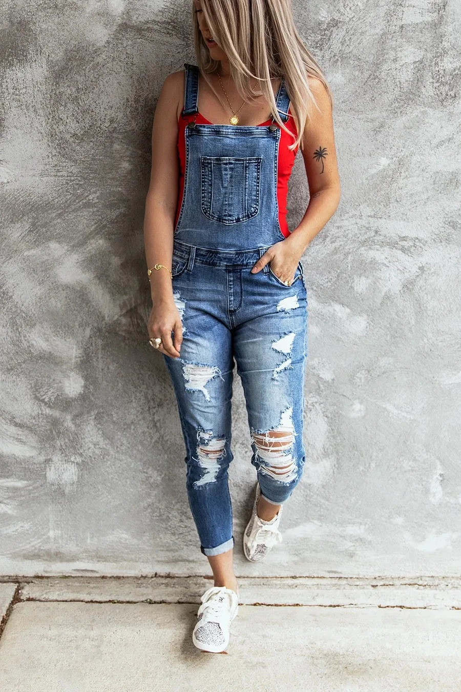 Denim Overalls Women Ripped Jeans Lady Jumpsuit Elastic Denim One Piece Pants Suspender Trousers Female Rompers Streetwear 250303