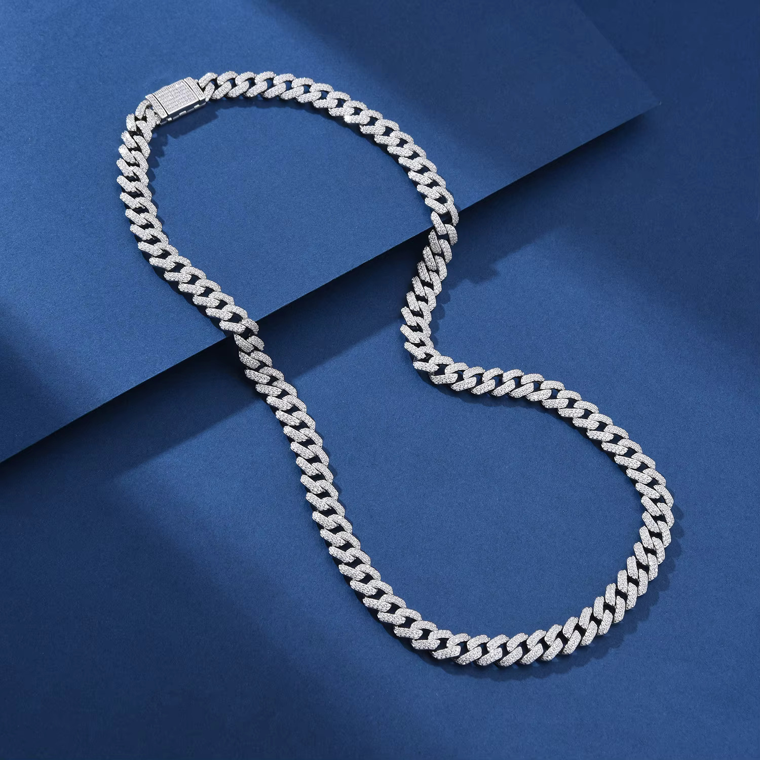 Moissanite Cuban k Chain Custom Jewelry Miami Real Sterg Sier Cadena Cubana Dia Cut Hip Hop Necklaces Gifts