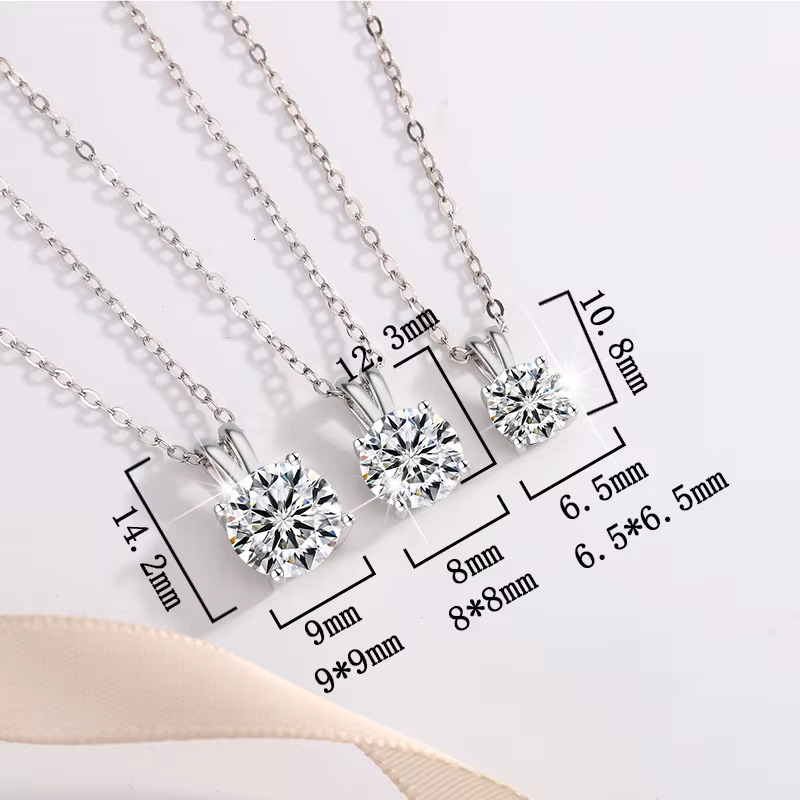 Custom Chain1ct 2ct 3ct D Moissanite Solitaire Drop Necklaces Gold Plated Pendant Sier Chain Jewelry for Women