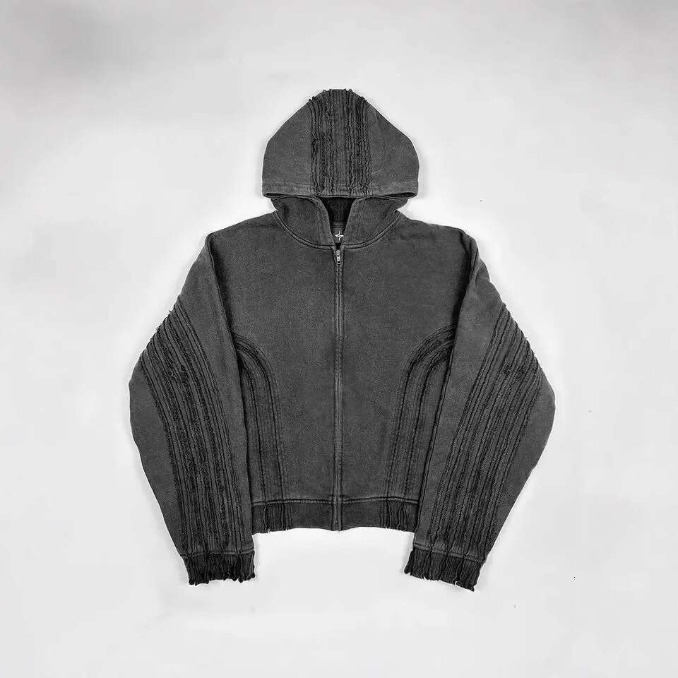 Street loose 3D printed cross design hoodie, autumn and winter trendy zipper couple heavy-duty hoodie