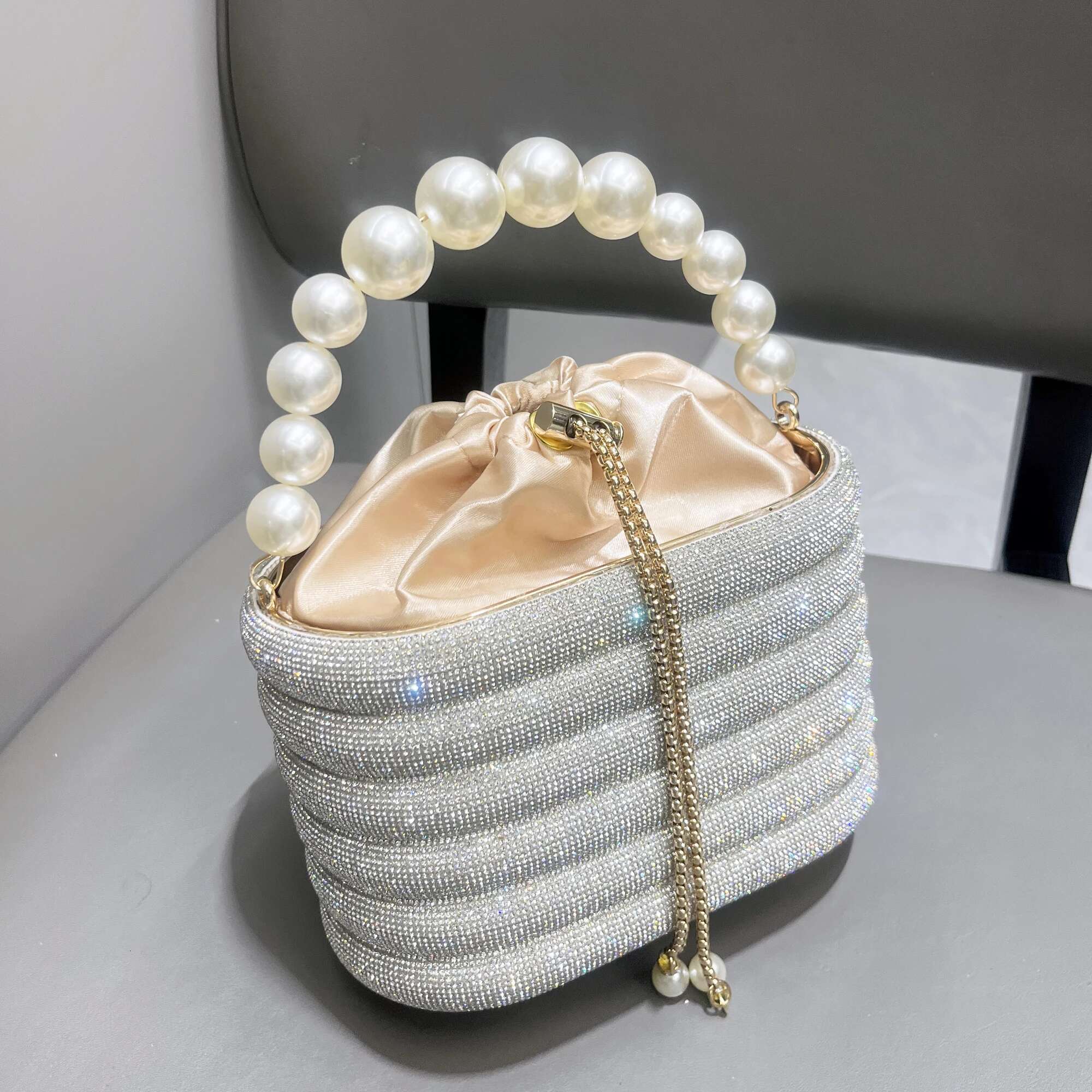 Designer Handle Rhies Evening Clutch Bag Purses And Handbag Designer Shoulder Shiny Crystal Clutch Purse Bucket Bag