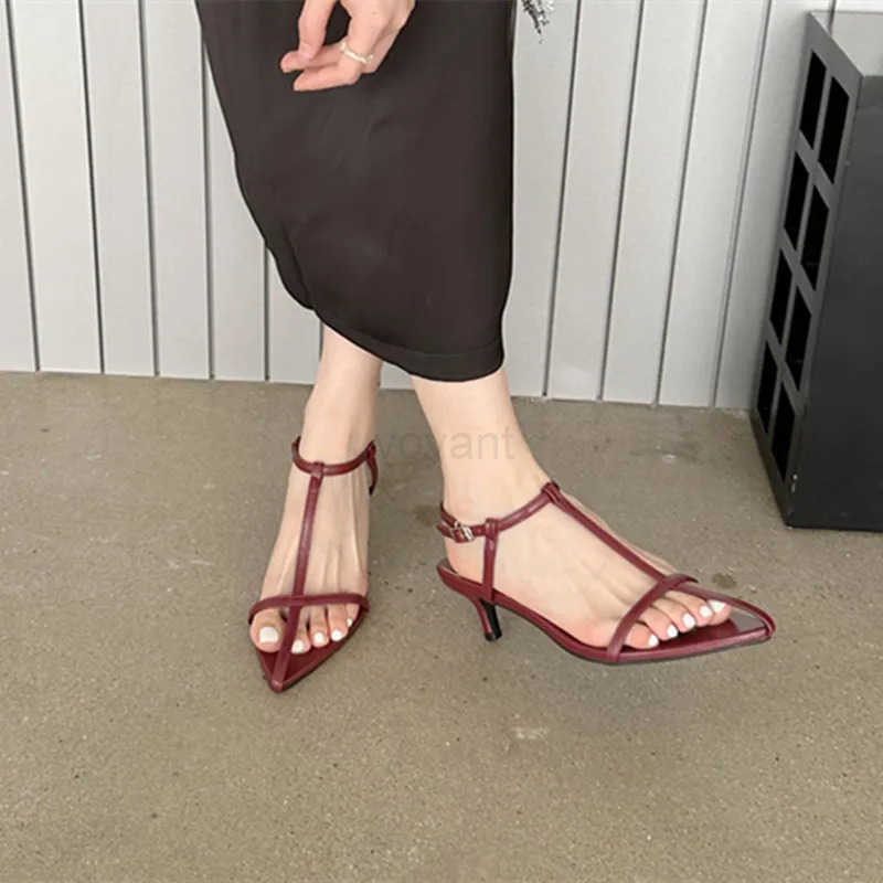 Bailamos Brand Wen Sandals Fi Narrow Band Low H Ladies Gladiator Shoes Pointed Toe Ankle Buckle Sandalas Zapatos Muje Z250304