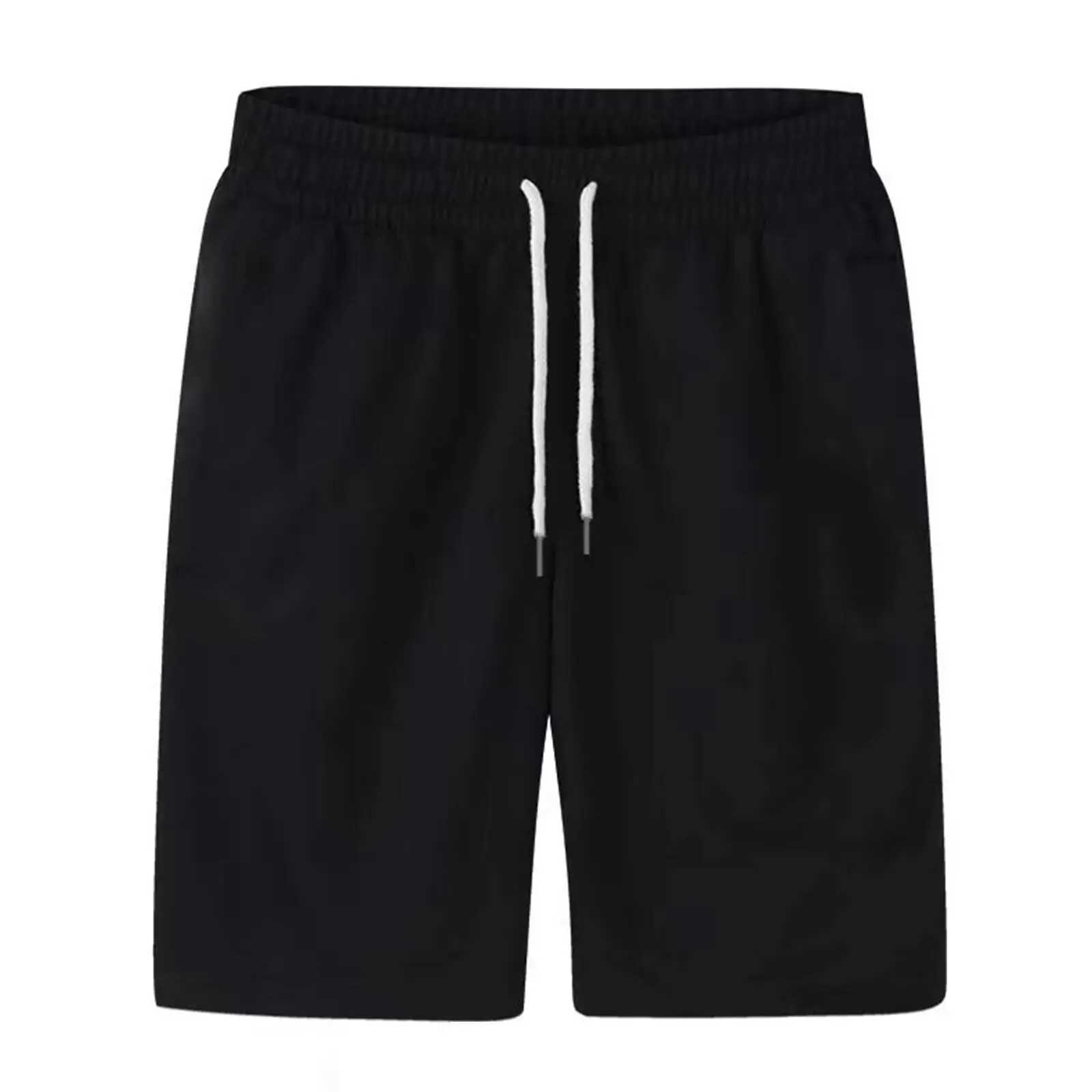 Mens Sports Pocket Solid Drawstring Board Trunk Beach Short Pants Shorts Summer Thin Trousers Zippered Pocket Loose SweatpantsT250304