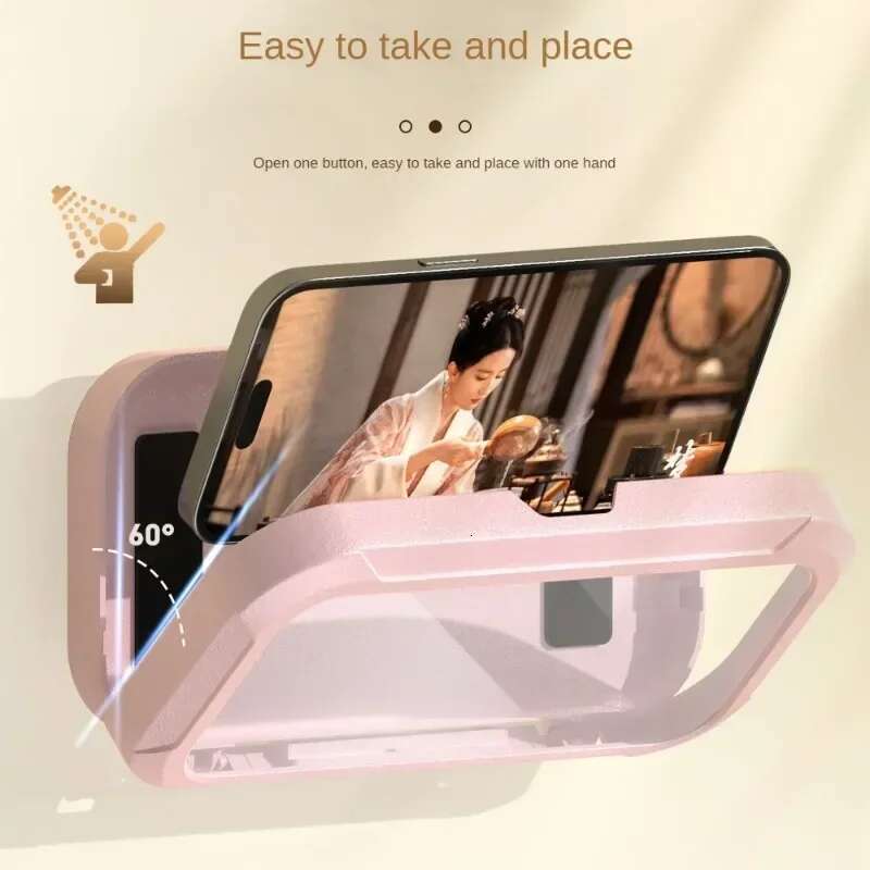 New Rotation Waterproof Mount Adjustable Shower Case Stick on Wall Bathroom Toilet Phone Holder