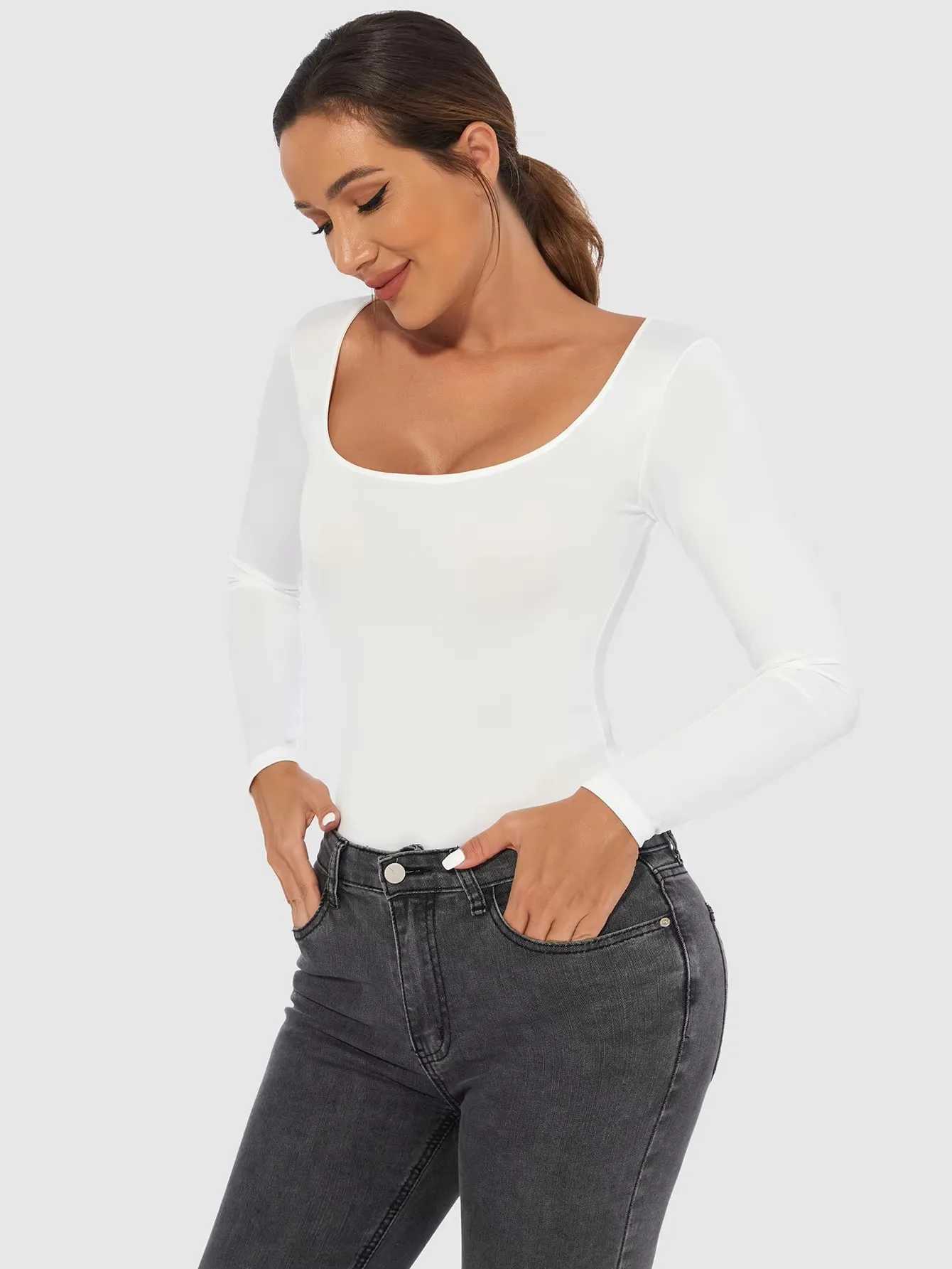 Fall and winter shapewear jumpsuit womens tight corset long swedish undershirt slim fitting jumpsuitXJ250304