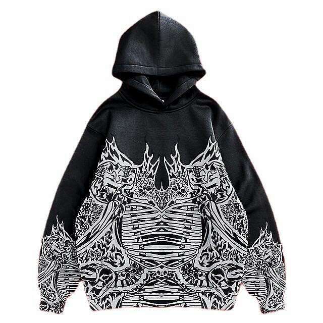 2025 Spring/Autumn New 3D Printed Y2K Millennium Style Skeleton Hoodie Couple's Long Sleeve Jacket