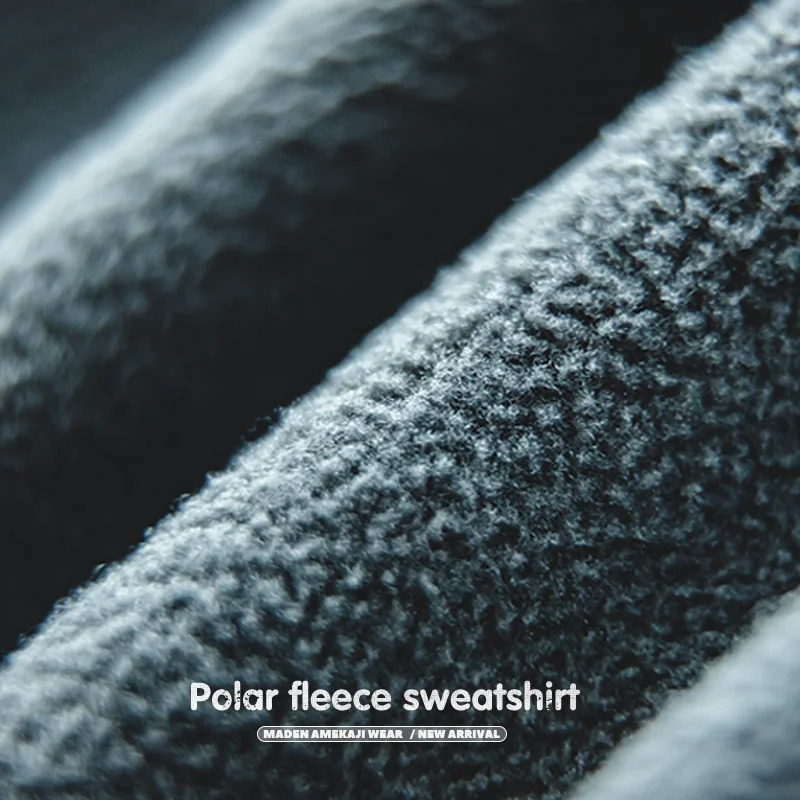 Maden doublesided polar wool sweatshirt mens thick hooded autumn and winter solid color direct matching jacket 250304