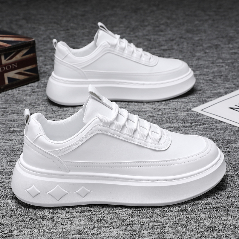 Men s Designer Breathable Solid Color White Shoes Trendy And Versatile Thick Soled Summer 2025 New Multi functional Outdoor Casual Fashion Board Shoes