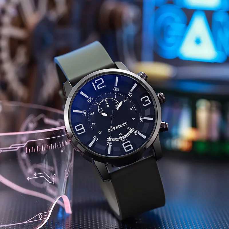 Fashionable and casual three-dimensional digital blue glass quartz silicone menXJ250304