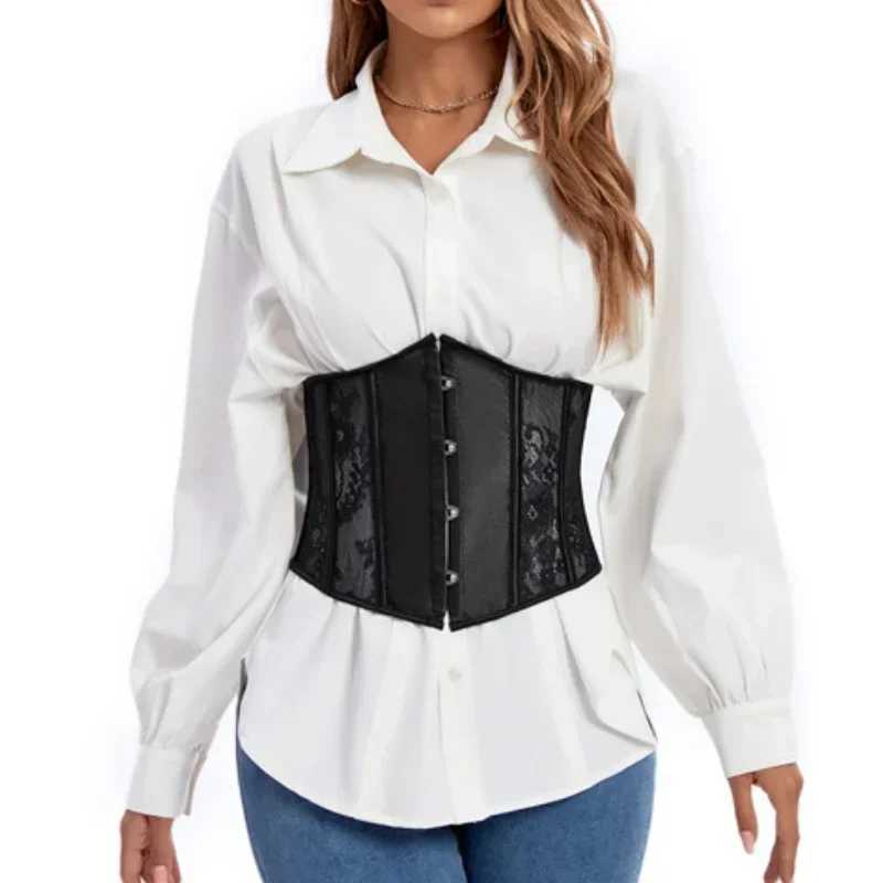 Gothic Sexy Underbust Corset Waist Trainer Slimming Lingerie Shapewear Women Lace-up Girdling Corselete White Body Shaper ClothesXJ250304