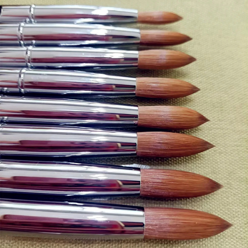 Kolinsky Acrylic Nail Art Brush 1PCS Sample Test Round Sharp Factory Direct Silver Metal Drawing Tool 250304