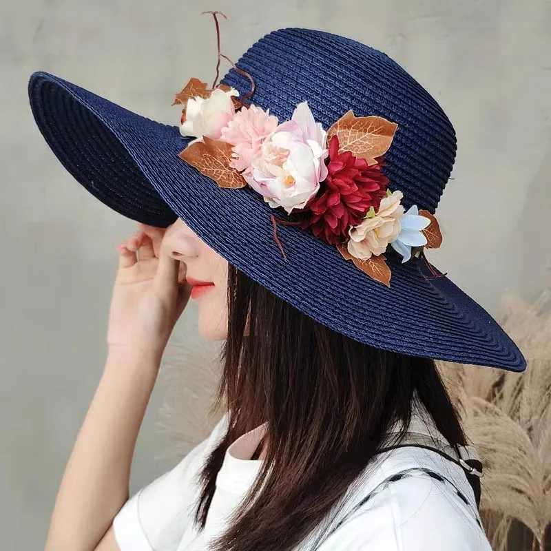 Seaside Photo Beach Str Hat Children Summer Large Brim Sunscreen Shading Simple Fashion Large Brimmed Hat Sun Hat Beach HatXJ250304