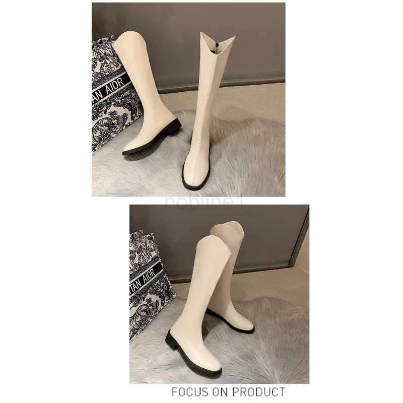2024 wens high boots fl middle heel wens ins off wens motorcycle boots spring and autumn boots 35-42 Z250304