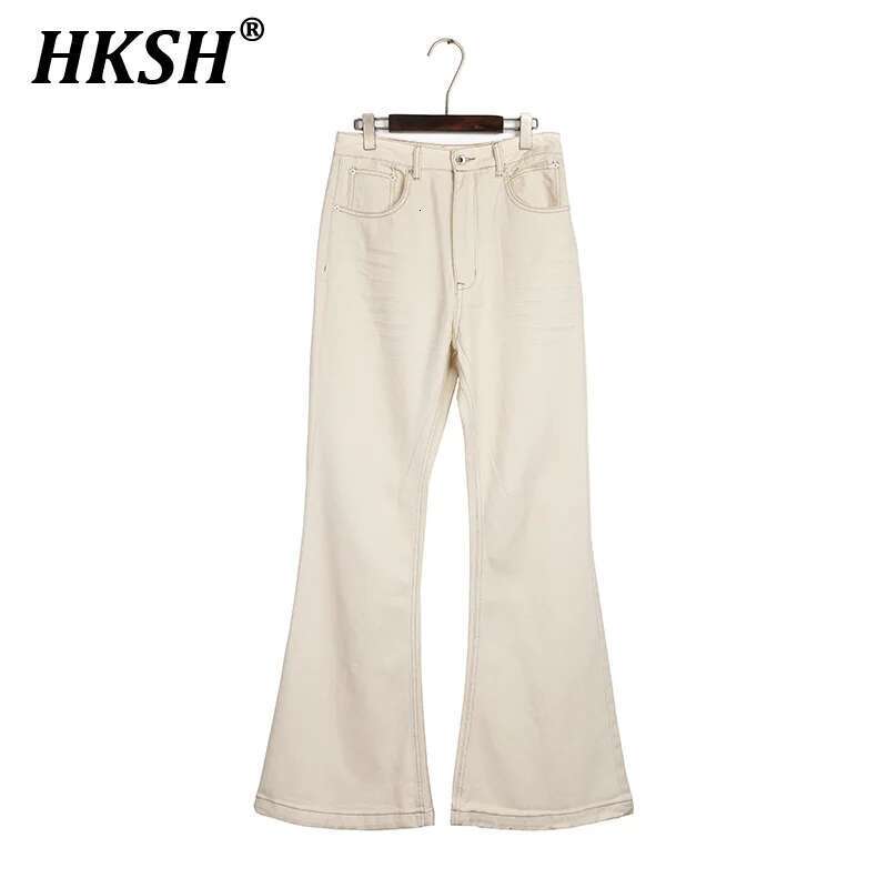 HKSH Men's Tide Dark RO Style Or Pulg Flared Denim Pants Streetwear Fashion Vintage Chic Jeans Casual High Street Hk3538